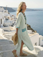 Velis™ | Gestreepte V-hals Midi-jurk