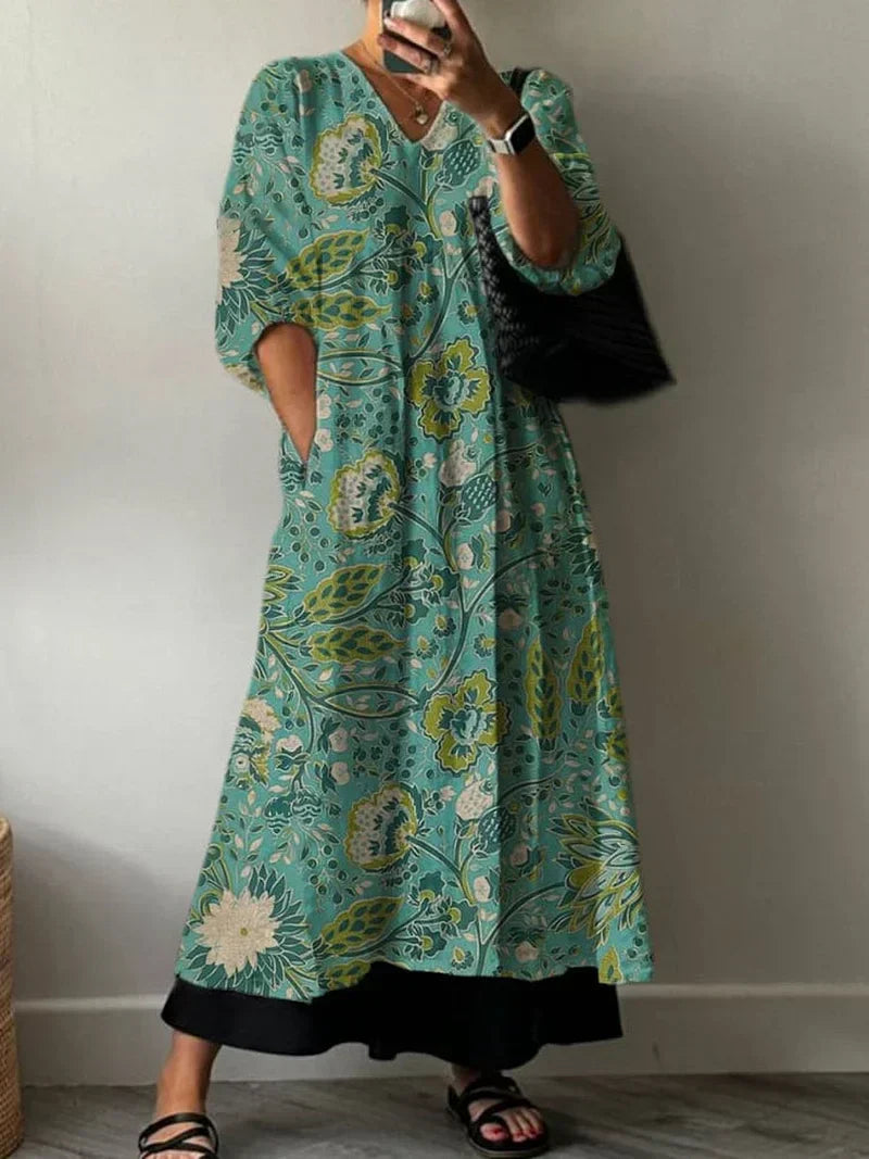 Paula | Elegante Jurk met Bloemenprint