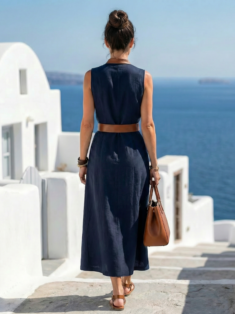 Myra™ | Midi-jurk met contrastlijn