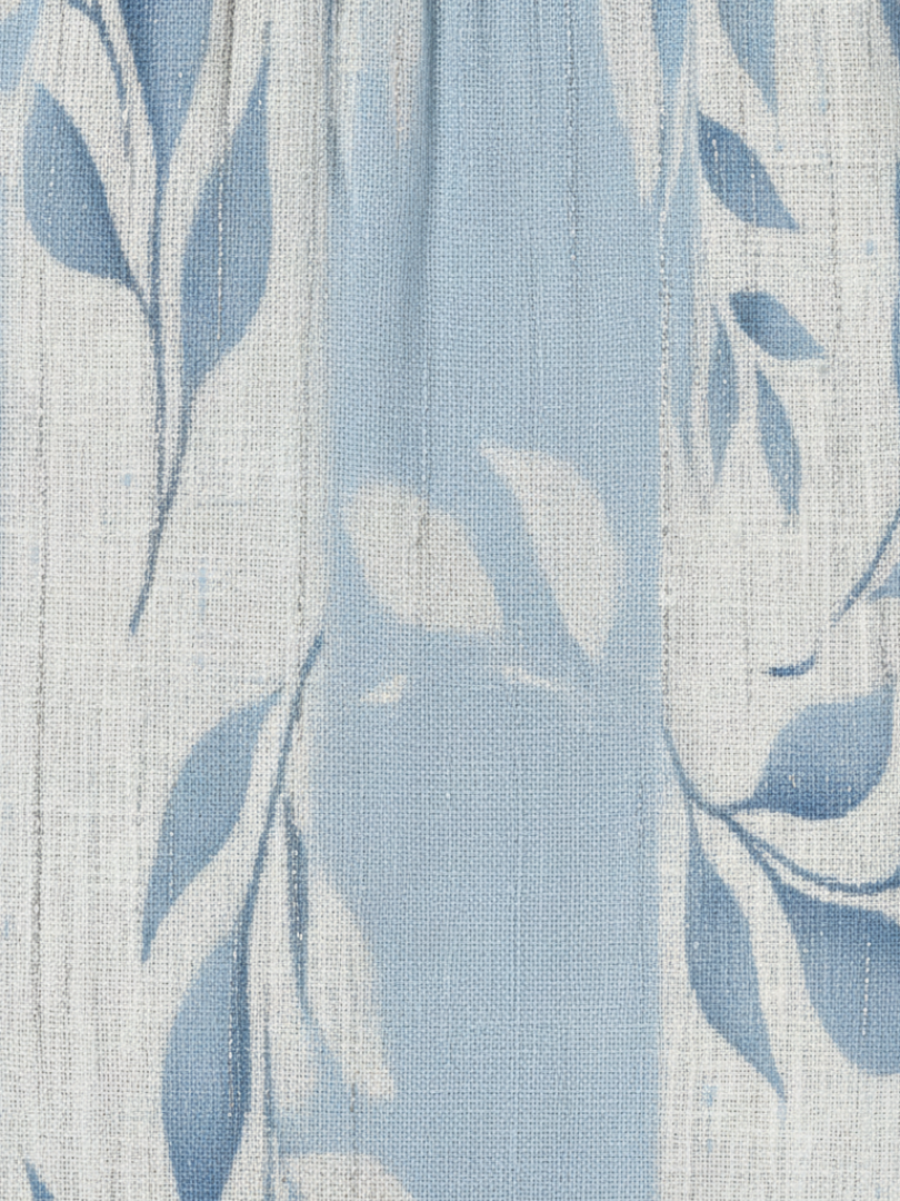 Solene™ | Mouwloze Blauw Bladeren Patroon Midi Jurk