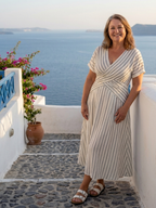 Cressida™ | V-hals Korte Mouw Kruis Taille Midi Jurk