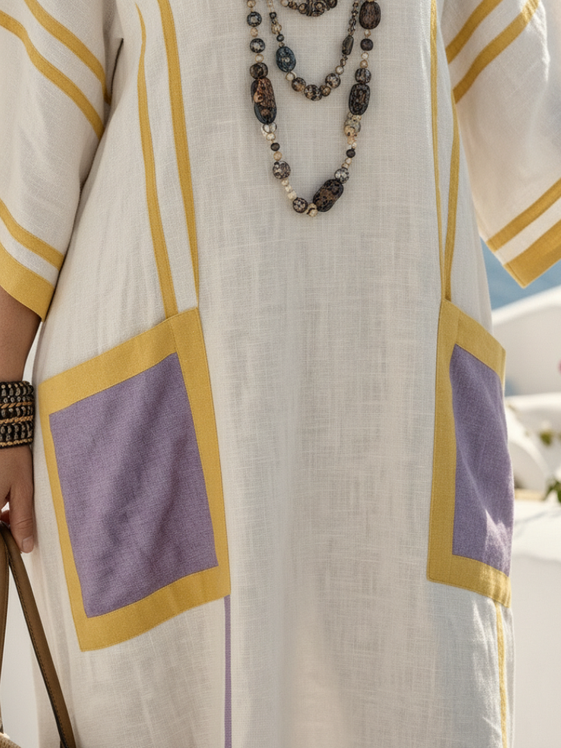 Zafira™ | V-hals Korte Mouwen Pocket Maxi Jurk