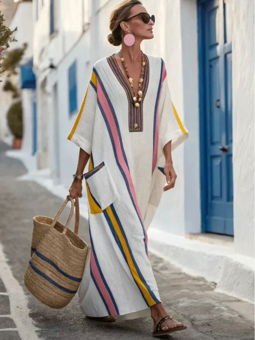 Noemi™ | V-Hals Halve Mouw Pocket Maxi Jurk