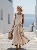 Soleia™ | Mouwloze Ronde Hals Drapé Maxi Jurk