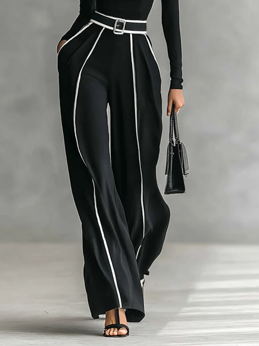 Solana™ | Set met lange mouwen coltrui en wijde broek met riem