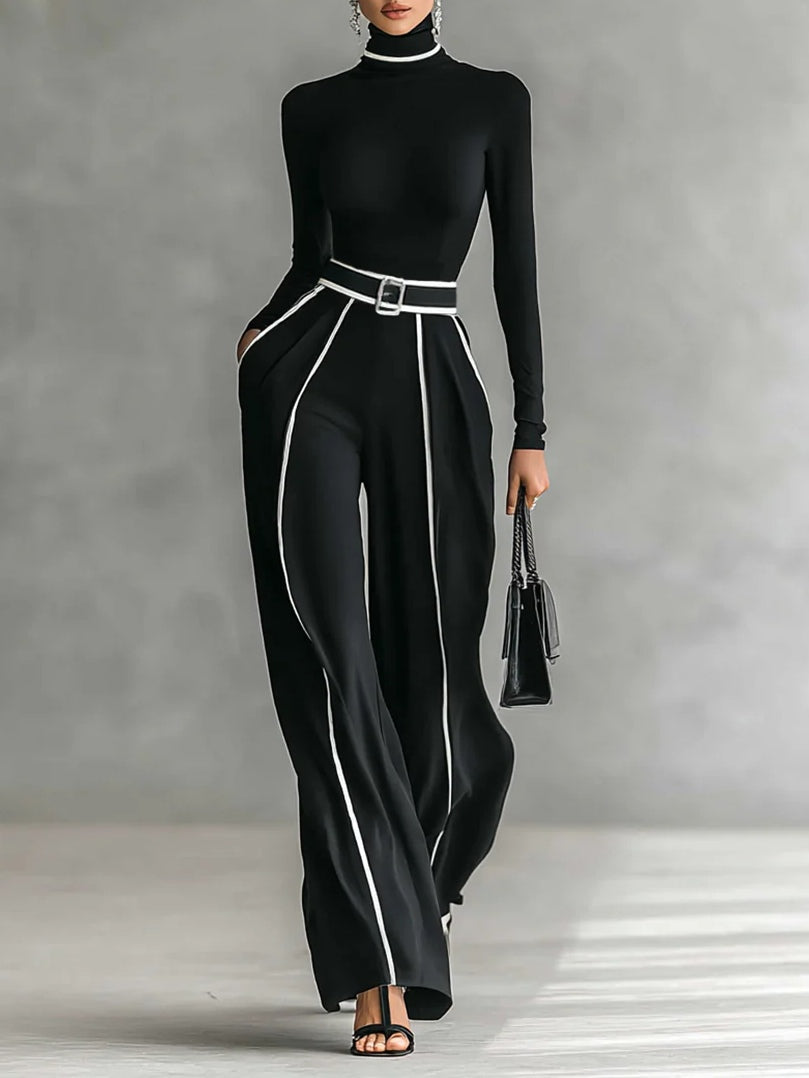 Solana™ | Set met lange mouwen coltrui en wijde broek met riem