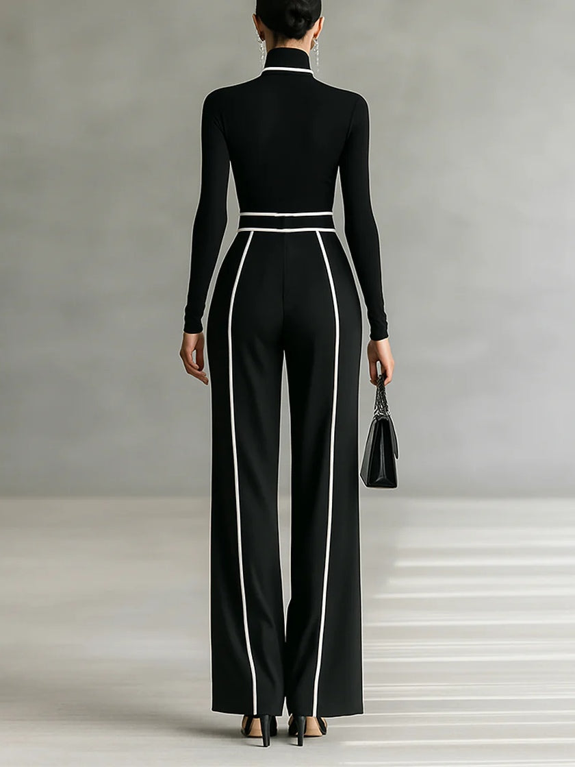 Solana™ | Set met lange mouwen coltrui en wijde broek met riem