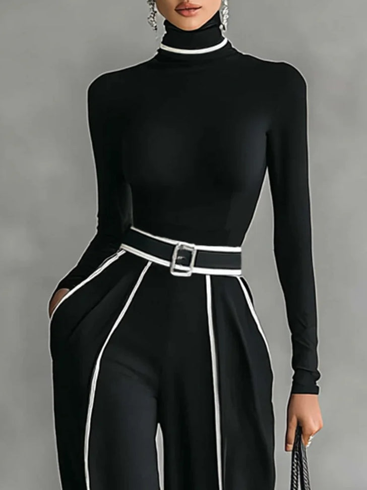 Solana™ | Set met lange mouwen coltrui en wijde broek met riem